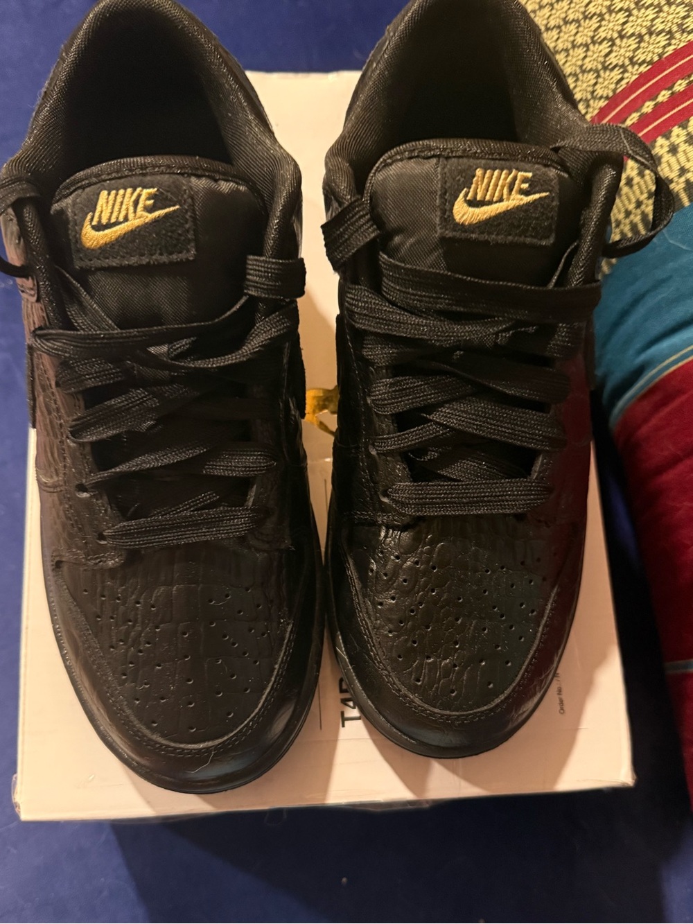 Nike Women's Dunk Low - Black Croc Leather Texture - Black - Picture 8 of 9